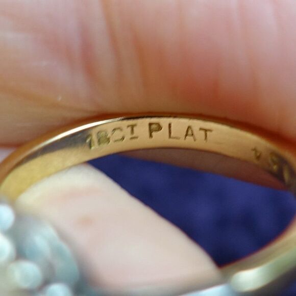 star engagement ring platinum and 18k yellow gold - Picture 6 of 6